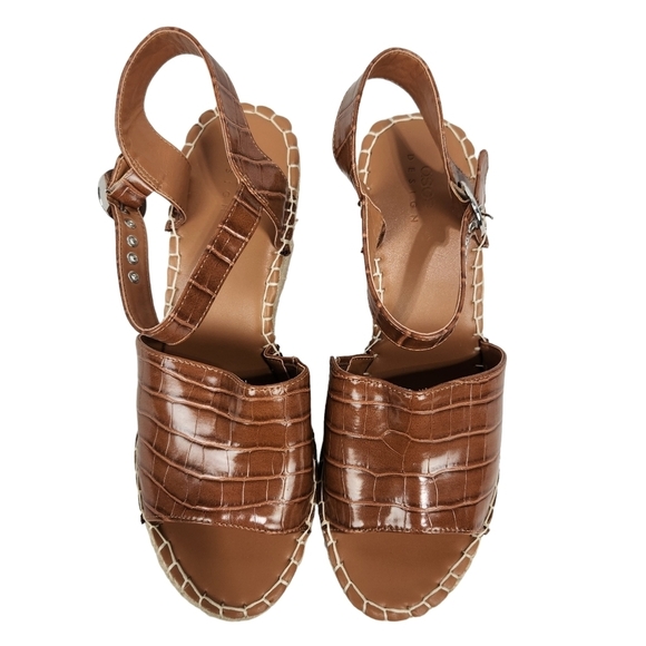 ASOS Design Tanya Brown Mock Crocodile Print Espadrille Wedge Sandals Size 10 - Picture 8 of 10